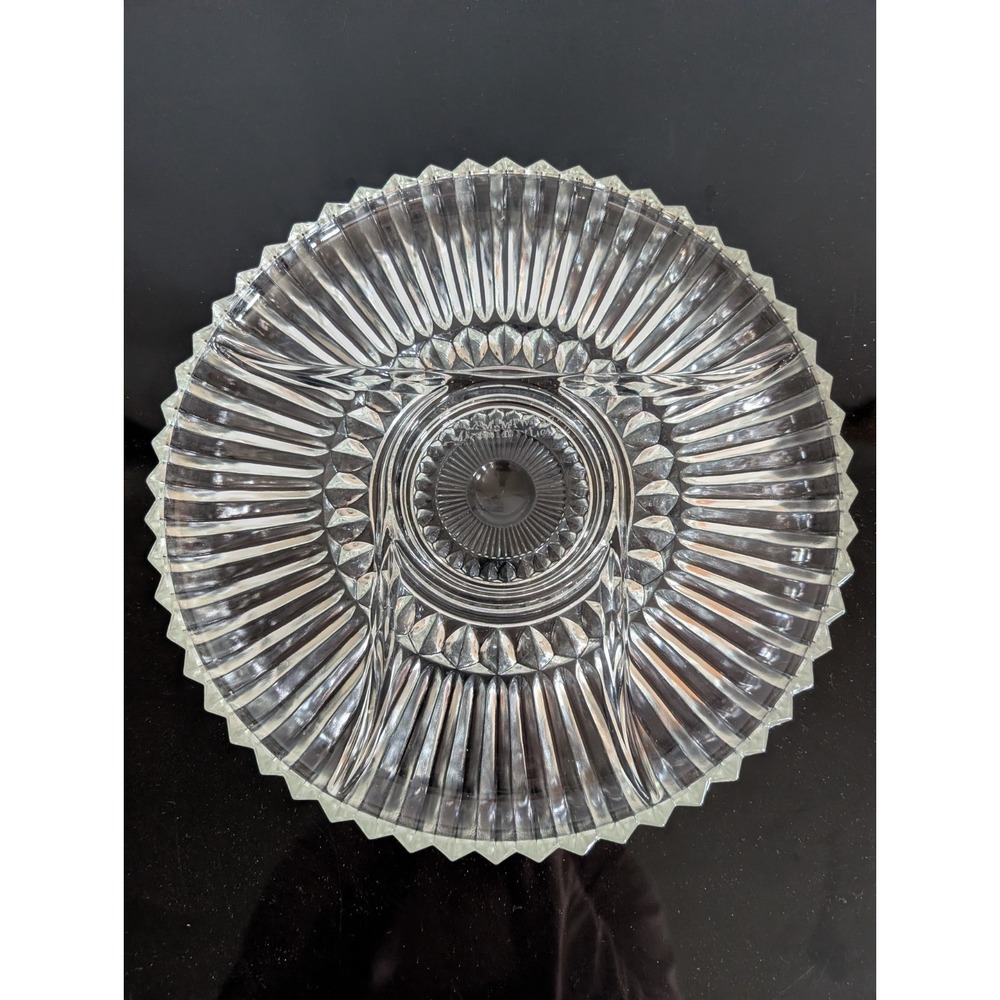 Vintage Indiana Glass 5 Section Clear Relish Dish Serving Tray Lotus Blossom